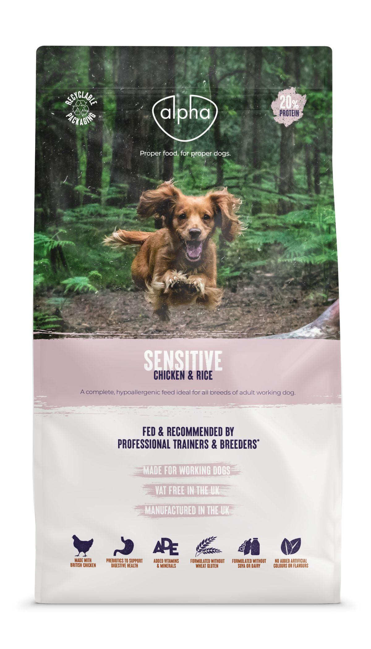 Alpha Sensitive Chicken and Rice Dry Dog Food 15kg at PetShop