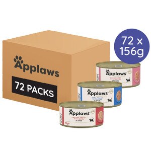 Applaws Chicken Tuna Variety Wet Cat Food Tins Bulk Pack 72 x 156g