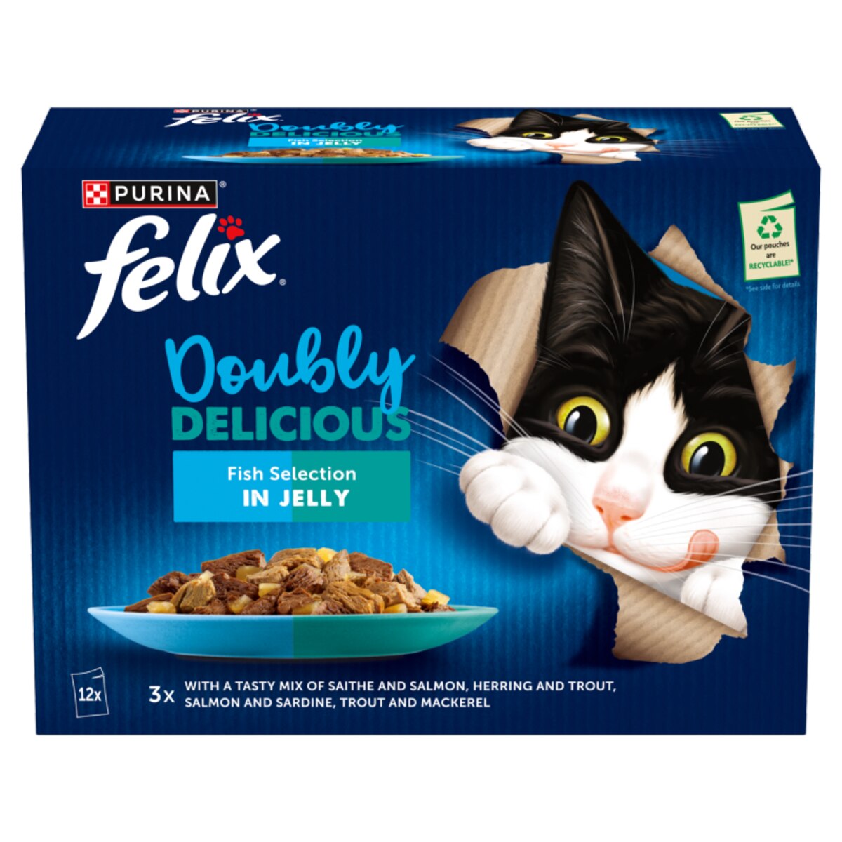Felix Doubly Fish Wet Cat Jelly 12x85g Next Day Delivery by 7pm