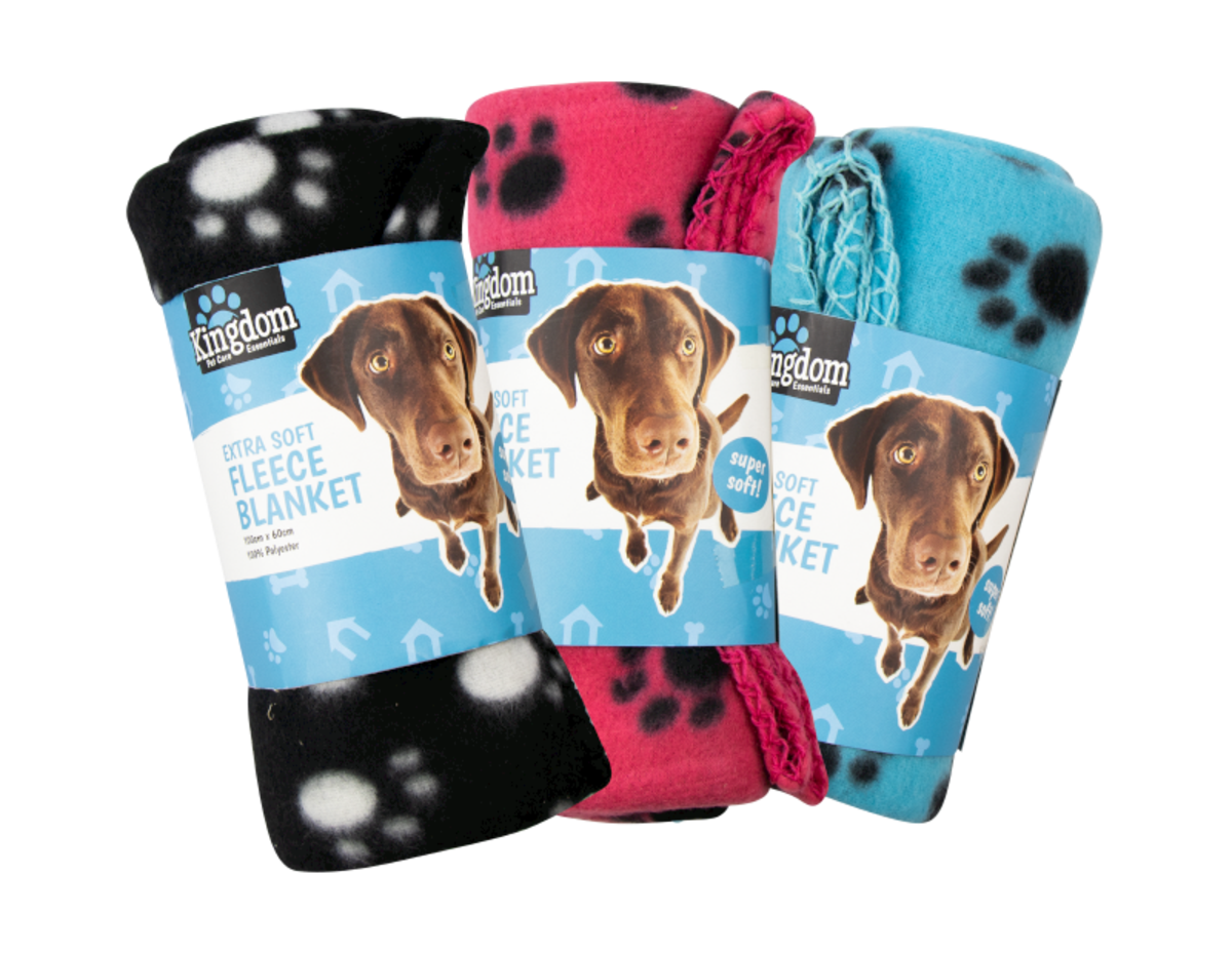 DUKE Fleece Paw Print Pet Blanket - 60cm x 100cm_0