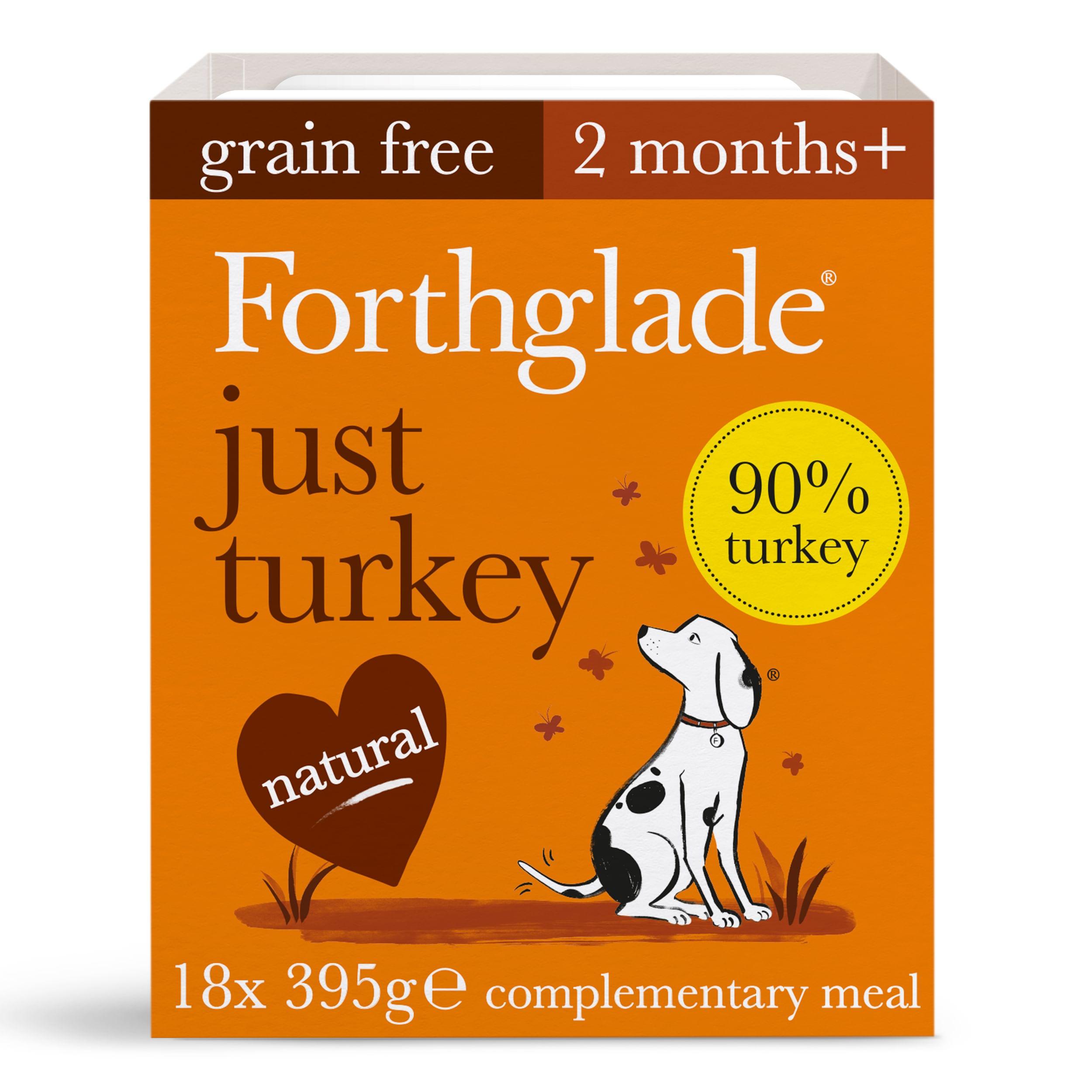 Forthglade Just Turkey Grain Free Wet Dog Food Trays 18 x 395g