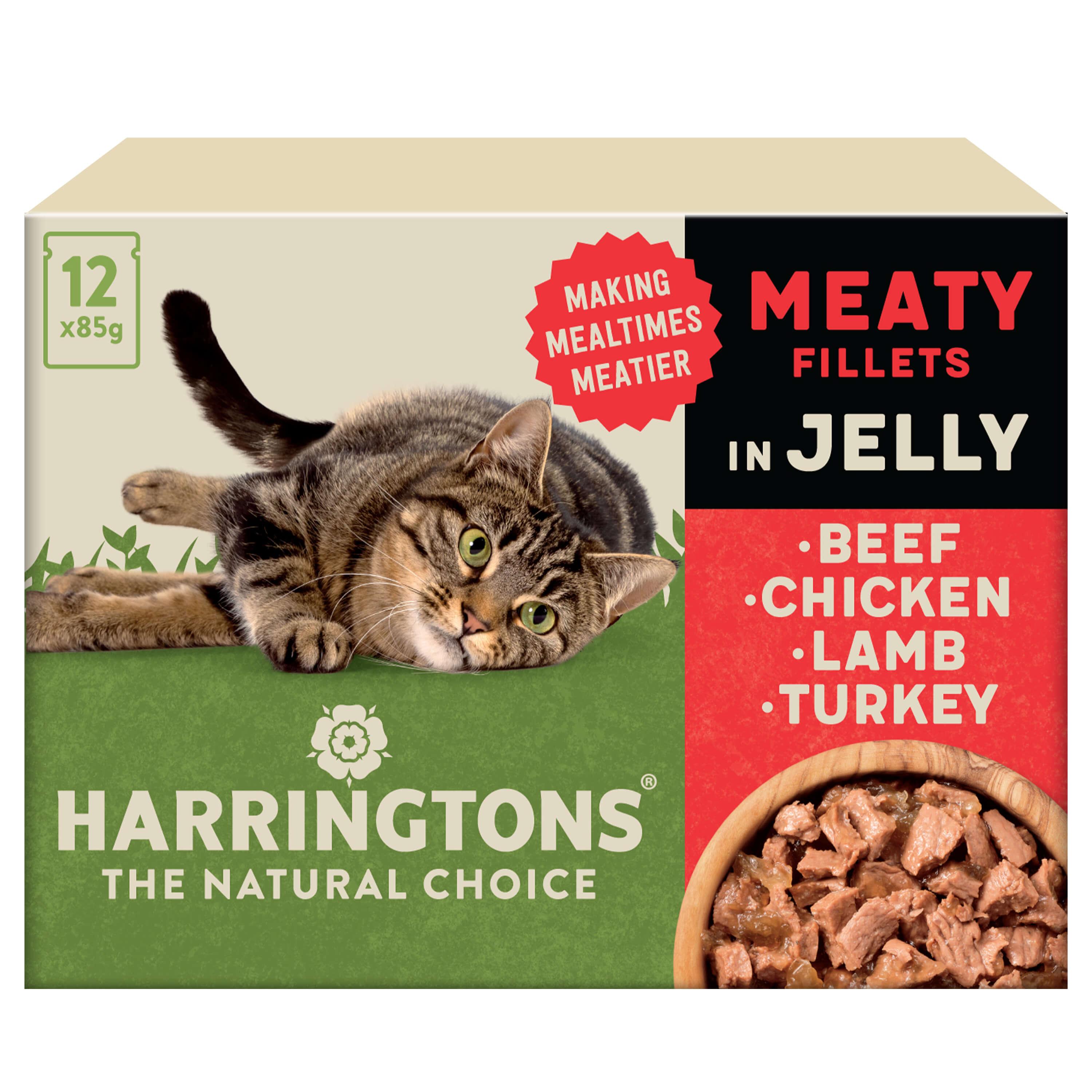 Harringtons Grain Free Meat in Jelly Wet Cat Food Pouches 12 x 85g