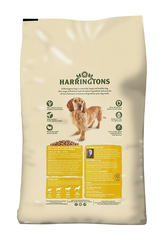 harringtons dog food turkey and veg 15kg