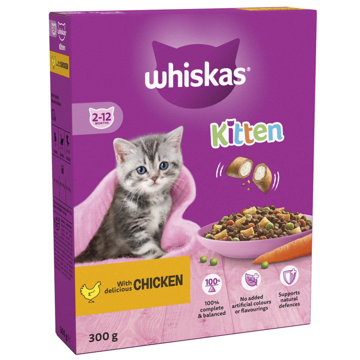 Whiskas Complete Chicken Dry Cat Food 2-12 Months – 300g